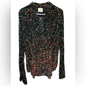Anthropologie Maeve Polka Dot Button Down Blouse